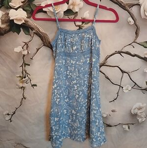 Blue Floral Spaghetti Strap Dress